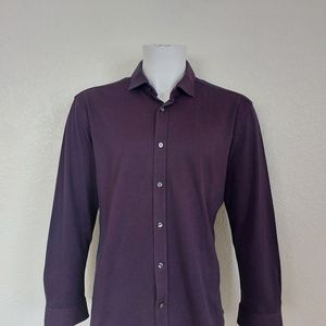 HUGO BOSS Men's Shirt  Button down long slevee, Dark Purple Size XL